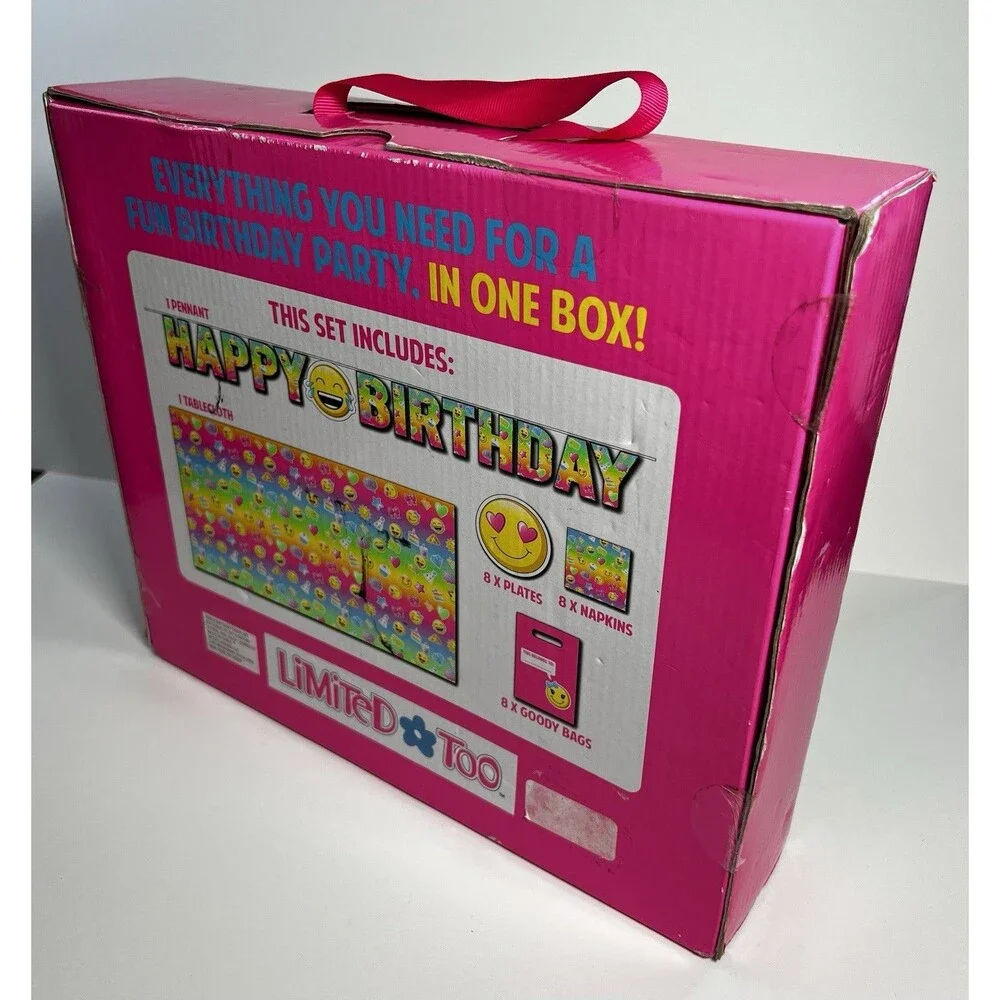 Limited Too Y2K Emoji Birthday Party In A Box Kit Set Tablecloth Banner